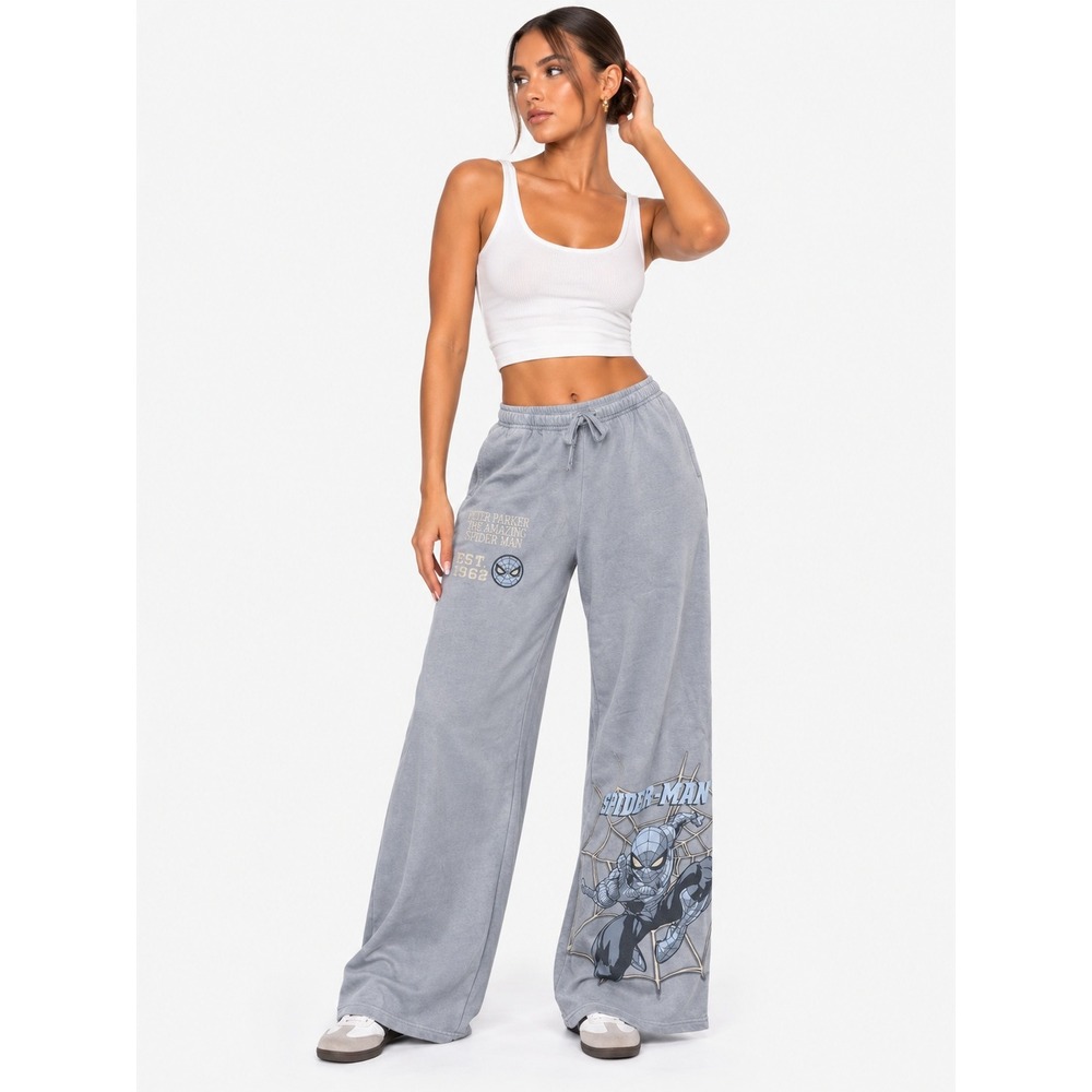 Marvel Spider Man Wide Leg Sweatpants Light Blue Graphic S NWT New